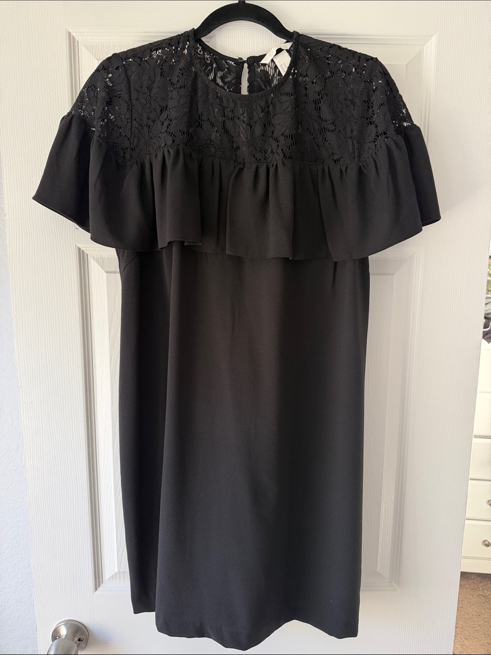 H&M Black Lace Yoke Mini Dress Size XL Like New